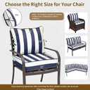 22x22 Outdoor Chair Cushions Set of 2, Waterproof Deep Seat Cushions for Patio Furniture with Removable Cover, Fade Resistant 4'' Outdoor Seat Cushion with Ties Handle for Sofa Couch, Blue Stripe, 22x22x4in-2Set
