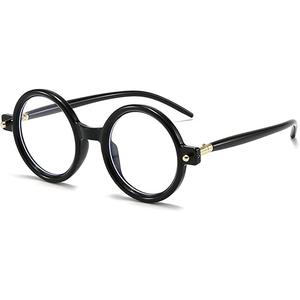 Gleyemor Retro Round Blue Light Glasses for Men Women 90s Vintage Costume Cosplay Glasses (Black)