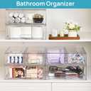 Vtopmart 3 Pack Stackable Storage Drawers, Easily Assemble Acrylic Bathroom Undersink Organizers, Clear Plastic Storage Bins for Closet, Cabinet, Pantry, Medicine Organization