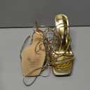 DREAM PAIRS Heels for Women Strappy High Stiletto Lace Up Heeled Sandals Square Open Toe Heels for Prom Party Dating (9.5, Gold-pu)