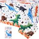 WERNNSAI 1PCS Dinosaur Tablecloth - Dinosaur Birthday Decorations Three Rex Party Table Cloth Dino Table Cover for Kids Boys Baby Shower Birthday Party Supplies 54'' x 108''