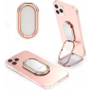 Phone Ring Holder Finger Kickstand 360°Rotation Cellphone Back Grip Foldable Cell Phone Stand for Desk Compatible with iPhone iPad Smartphones Tablets (Rose Gold)