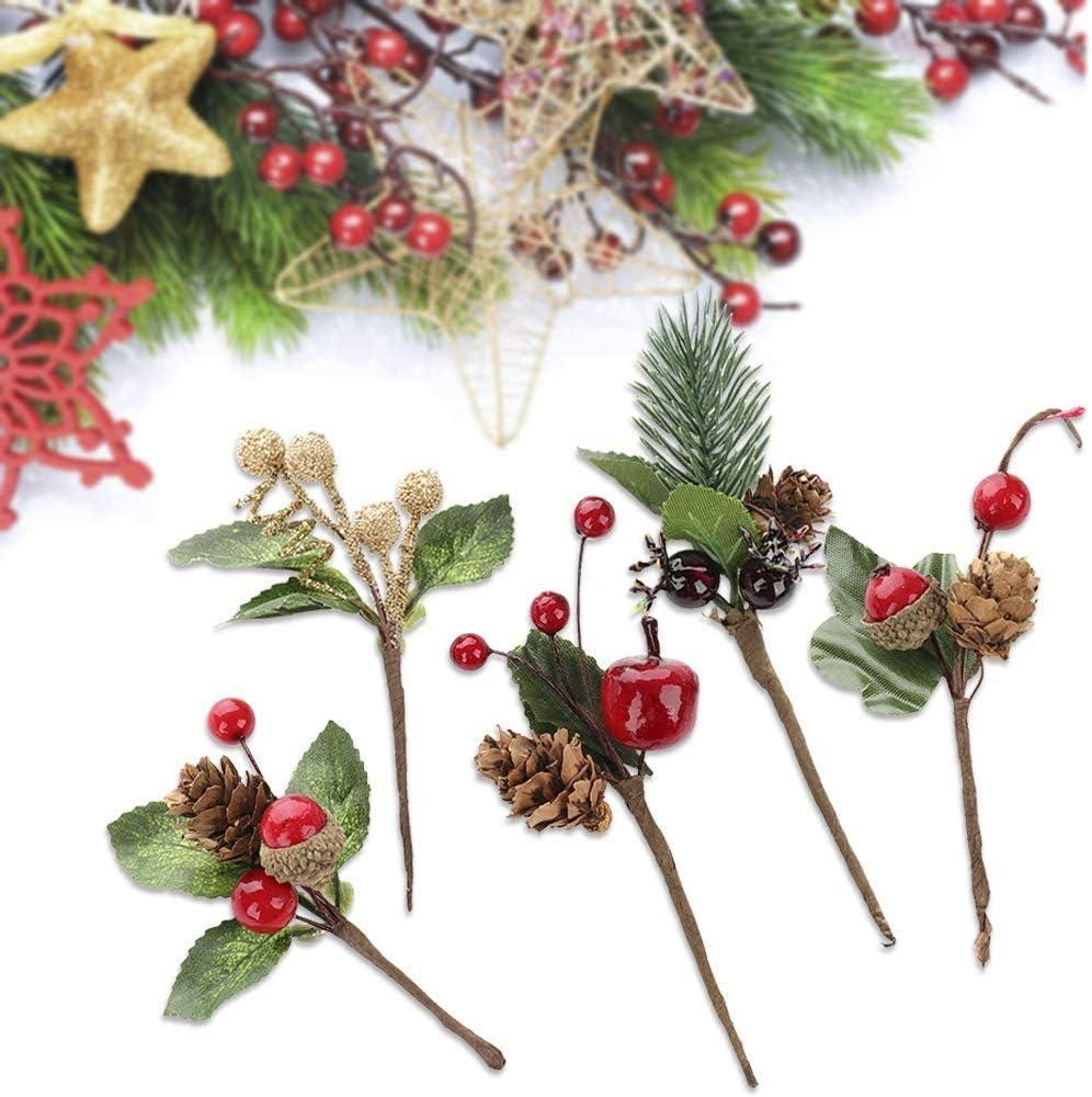 20PCS Artificial Berry Picks, Christmas Pine Picks with Red Berries and Pine Cones for Christmas DIY Crafts Gift Wrapping Flower Arrangements Wreaths Holiday Floral Picks Christmas Decorations