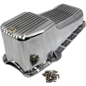 1 Set SHLPDFM Oil Pan Polished Aluminum Finned Oil Pan Kit Bolts Plugs Fits for 1958-1979 SBC Chevy 262, 267, 283, 305, 327, 350, 400 Engines