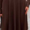 PRETTYGARDEN Women's Fall Short Dress Ribbed Knit Crewneck Long Sleeve A Line Flowy Casual Elegant Going Out Winter Dresses (Brown, S)