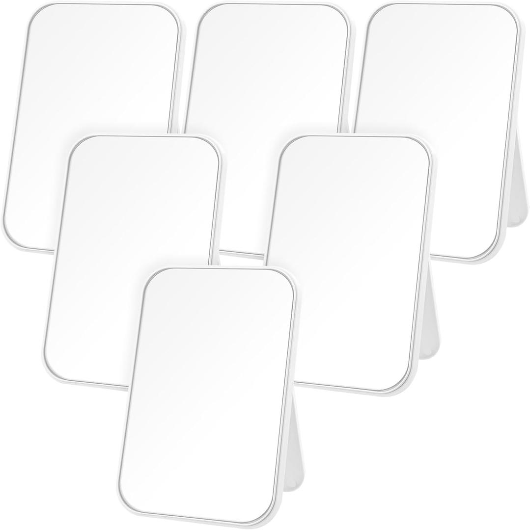 DoubleFill 6 Pcs Spa Party Mirror Spa Party Supplies Sleepover Accessory Favors Makeup Mirror for Sleepover Slumber Birthday Favors Women Adults Princess Gift(White)