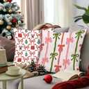 Coquette Christmas Bow Pillow Covers 18x18 Set of 2, Coquette Christmas Decor, Preppy Girly Xmas Winter Holiday Decorative Throw Pillow Covers for Girls Bedroom Living Room Home (Color 15)