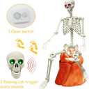 5.4FT Full Size Halloween Skeleton, Life Size Posable Skeleton with Glowing Eyes Scary Sound, Plastic Skeleton with Movable Joints for Halloween Decoration