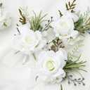 Boutonniere for Men Wedding, Set of 6, Elegant Artificial White Rose Boutonniere for Wedding Prom Homecoming Party, Perfect Accessories for Groom Best Man
