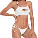 SHERRYLO Thong Bikini Swimsuit for Women Brazilian Bottom Triangle Bikinis Top Bathing Suit (Small, 23013-white)