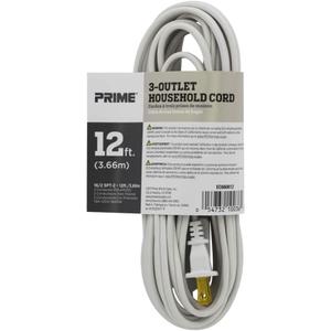 PRIME EC660615 15' 16/2 SPT-2 3-Outlet Cord, White