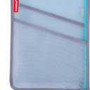 Clear Mesh Zipper Pouch, A4 3Layers Large Opening Pocket File Bag with Pen Holder, Expanding Organizer Document Storage for School/Office/Home (Light Blue, Pack of 1)