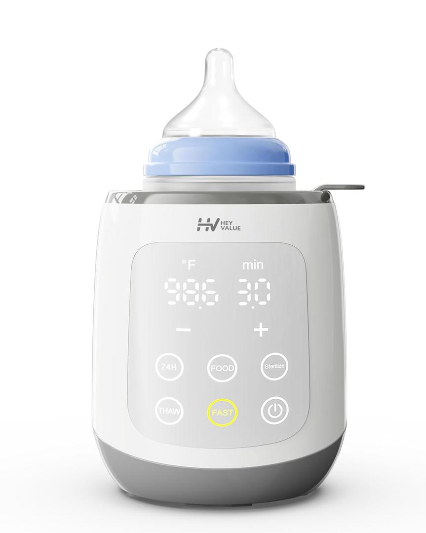 HEYVALUE Bottle Warmer, 10-in-1 Fast Baby Bottle Warmer for Breastmilk, BPA-Free Milk Warmer with IMD LED Display, Smart Temperature Control, Thaw, Keep Warm, Steaming, Food Heating, Timer (Gray)
