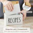 Recipe Box, Wood Recipe Card Box Set, Recipe Box with 100 Cards and 6 Dividers,4x6 Recipe Organizer, Recipe Card Holder, White