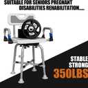360 Swivel Shower Chair for Elderly and Disabled 400lbs Heavy Duty Bathing Transfer Stool with Armrests & Backrest Adjustable Height Bath Chair for Inside Shower Standard Bathrooms & Bathtubs Gray