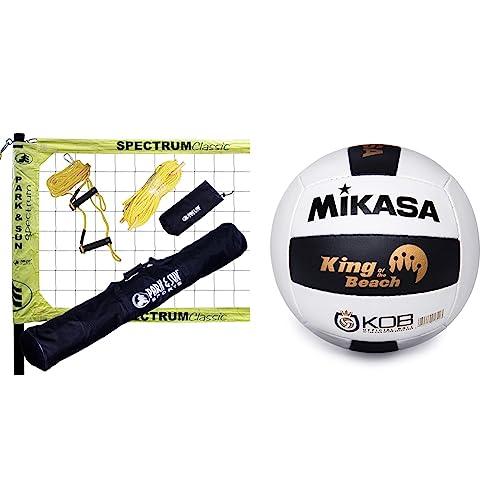 Park & Sun Sports Spectrum Classic: Portable Professional Outdoor Volleyball Net System, Orange & The Miramar® King of The Beach® Volleyball by Mikasa