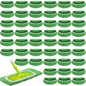 Nuogo 16 Packs Reusable Wet Mop Pads Refills Compatible with Swiffer Sweeper Mops Household Cleaning Tools for Wet & Dry Use(Green)