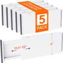 Lifewit 5 Pack 6" High Drawer Dividers 34-56cm/13.5-22" Adjustable Drawer Organizer for Clothes/Utensils, Expandable Drawer Separator in Dresser/Kitchen/Bedroom/Office Organization & Storage White