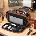 Anniversary for Gift Men Him Husband,Personalized Leather Travel Toiletry Bag,Engraved Travel Shaving Bag,Mens Birthday Gift Ideas for Groomsmen Boyfriend Christmas Valentine's Day Father Day-Browm G