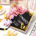 JarThenaAMCS 30Pcs Black Glitter Cardstock DIY Graduation Cap Decoration Kits Construction Paper for Grad Caps with Glue Points for Congrats Grad Party Favors Supplies