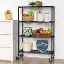 Folews 4-Tier Storage Shelving Unit with Wheels, Metal Rolling Storage Shelves NSF Adjustable Layer Steel Rack Shelf, Wire Shelving Storage for Kitchen Garage Pantry Office, Black (14D x 36W x 57H)