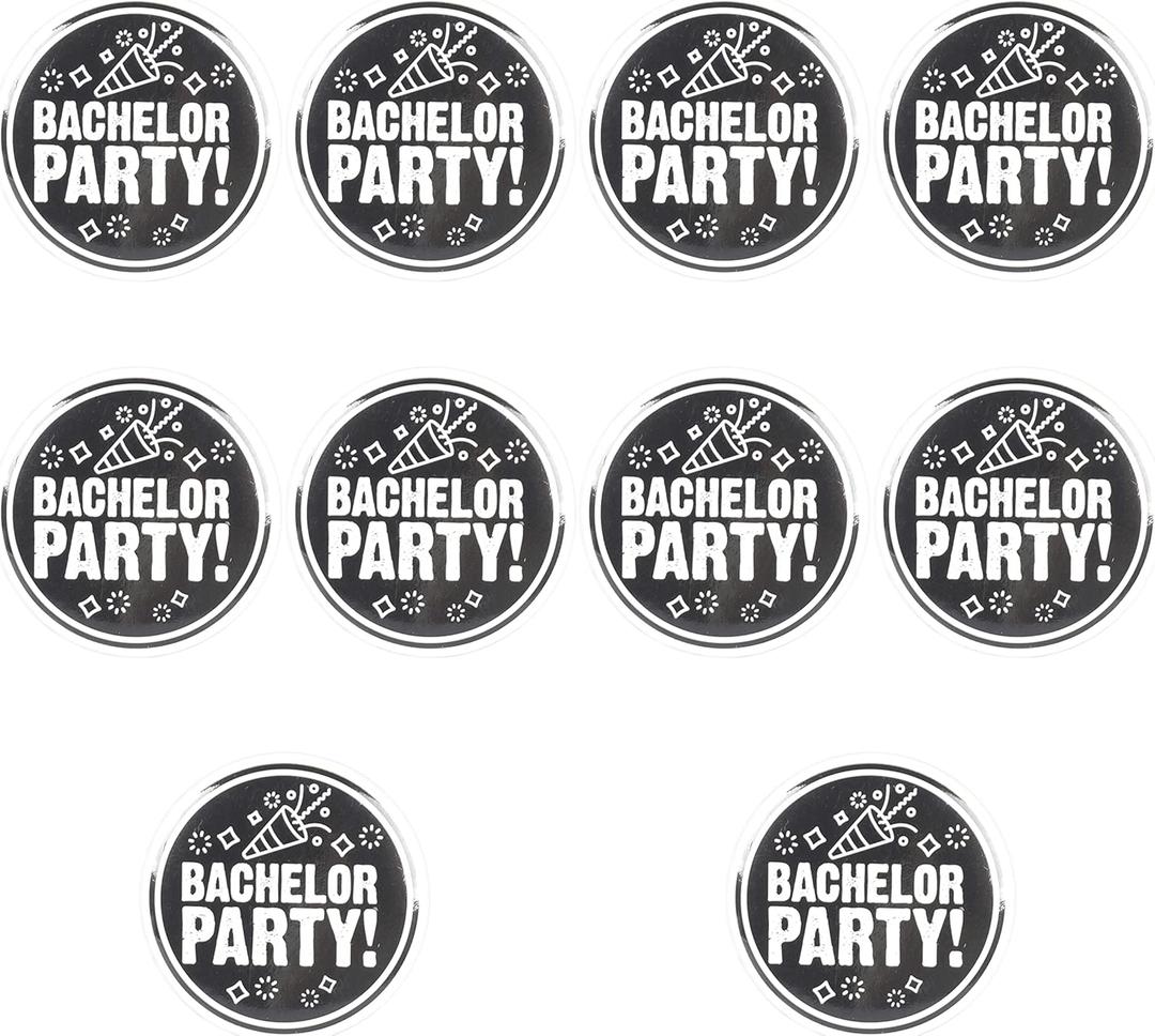 Bachelor Party Buttons - Set of 10 Black & White Groom and Groomsmen Pins | Bachelors Buttons Groom Crew Team Groom Buttons Pin Bachelor Party Favors Ideas Gifts Games Decorations Decor Supplies