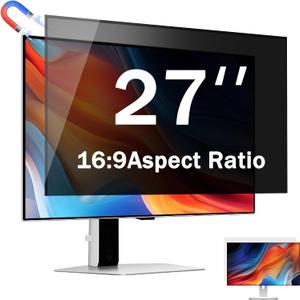 27 Inch Magnetic Computer Privacy Screen for 16:9 Widescreen Monitor, Removable Privacy Screen Anti Glare Blue Light Privacy Screen Monitor 27 inch, Anti-Scratch