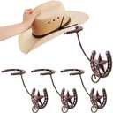 Cowboy Hat Organizer Rack for Wall 4 Pack Metal Cowboy Hat Holder Wall Mounted Iron Western Wall Decor Horseshoe Hat Hanger for Storage and Display at Closet Bedroom Living Room