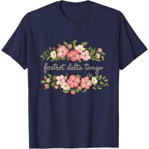 Foxtrot Tango Delta Women Floral Groovy Vintage Retro women T-Shirt (2XL, Navy)