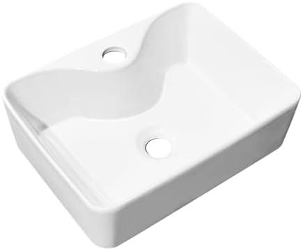 MAISINK 16 Inch Small Vessel Sink, 16" X 12" Rectangular Vessel Sink White Modern Porcelain Ceramic Above Counter Bathroom Sink - Amazon.com