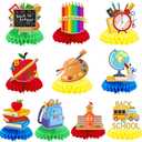 2 x 10 Pcs Back to School Decorations, First Day of School Table Toppers Honeycomb Ornaments Centerpieces, Schools Bus Pencil for Classroom Table Decoration Kids Welcome Back to Schools Party Supplies