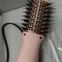 slopehill Mini Travel Dual Voltage Hair Dryer Brush,1000 Watts Hot Air Brush with European Plug, Ionic Hair Dryer and Styler for Women, Oval Barrel 2 Heat & 2 Speed for International Travel Pink