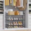 Kitsure Shoe Rack - Stainless Steel Shoe Organizer, Sturdy Shoe Rack for Closet and Front Door Entrance, Free Standing Shoe Shelf, Closet Organizers and Storage, 25.6" Wide - 3 Tier, Black