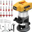 Router Tool with Dewalt 20V Battery,Wood Router for 800W 30000 RPM5 Variable Speeds Fixed Base Cordless Router,15PCS 1/4" Router Bits(Battery Not Included)