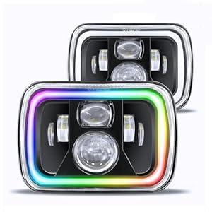JHLion Upgraded NEW 1000% Bright RGB 5x7 LED Headlights LED lights w/ DRL Amber Turn Signal Hi/ Low Sealed Beam Compatible with Jeep Cherokee XJ Wrangler YJ GMC Comanche MJ