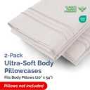 Body Pillowcases Set of 2-20x54 Long Body Pillow Case - Soft Body Pillow Cover for Sleeping & Side Sleepers - Comfy, Breathable & Wrinkle Free - Machine Washable w/Envelope Enclosure (Light Grey)