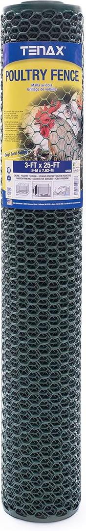 Tenax 090786 Poultry Fence, Green, 3'x25' (3-ft x 25-ft)