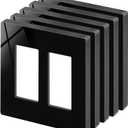BESTTEN 5 Pack 2-Gang Black Screwless Wall Plate, Decor Outlet Cover, Decorative Switch Cover, Unbreakable Polycarbonate Switch Plate, H4.69" x W2.91", Gloss