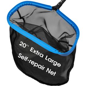 TidyMister 20'' Self-Repair Pool Skimmer Net Pool Cleaning Net with Heavy Duty Nylon Mesh, Aluminum Frame, Deep Debris Bag, for Above Ground Pool In-ground Pool Leaf Rake Net (Without Pole)