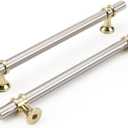 Rergy Cabinet Handles Drawer Pulls and Knobs, 10Pack Brushed Nickel and Gold 6-1/4inch Hole Center, Kitchen Hardware for Dresser Handle Zinc Alloy Furniture Pull