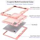 for Lenovo Idea Tab 11 Case 2025/K11 Gen2/Moto Pad 60 Neo 11 Inch, 3-in-1 Shockproof Cover w/Pen Holder, Soft Silicone & Hard PC, Horizontal Foldable Stand, Screenless Front, No Stylus (Gold Pink)