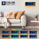 16.5" Large Digital Wall Clock with Remote Control, Auto-Dimming LED Display with Date Temp, Big Number Wall Mount Decor Clock for Seniors, Classroom, Dorm, Home, Office, Gym Blue