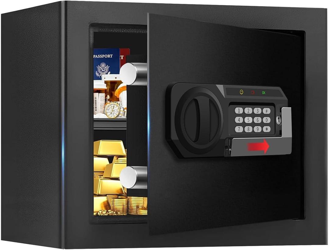 1.3 Cuft Safe Box Fireproof Waterproof, Digital Security Safes for Home Use Fire and Water Proof with Combination Lock, Alarm System and Removable Shelf, Anti-Theft Document Safes For Money, Jewelry