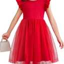 Toddler Tutu Dress Little Girls Fluffy Summer Dresses Casual Party Tulle Sundress for Kids, Size 100, Red