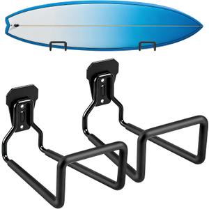 Surfboard Wall Mount – Heavy-Duty Iron Surfboard Rack for Wall with Non-Slip Protection, Holds 77lb – Universal Wall Mount Storage for Surfboards, Longboards, Shortboards, Skimboards, Snowboards, Skis