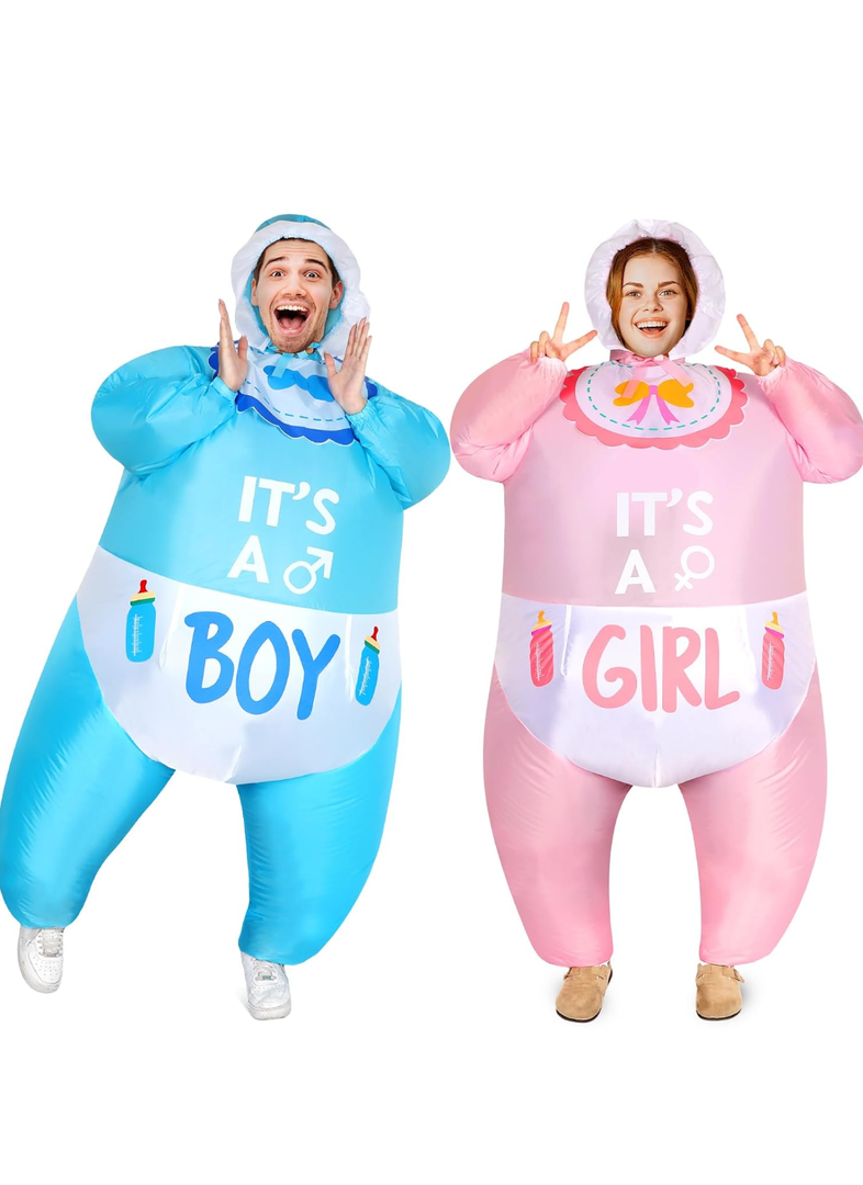 2 Pcs Inflatable Baby Costume for Adults Blow up Gender Reveal Baby Costume Suit for shower party Halloween Cosplay(Cute)