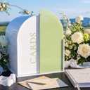 OurWarm White Arched Wedding Card Boxes for Reception, Acrylic Card Box with Writable Green Standee & Erasable Pen, Large Cards Box for Wedding Reception Party Birthday Graduation Baby Shower Decor
