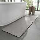 MontVoo -Bath Mat Rug-Rubber Backing Non Slip Quick Dry Absorbent Thin Bathroom Rugs Fit Under Door-Faux Suede Surface Bathroom Floor Mats-Shower Rug for in Front of Bathtub Shower Gray 17"x59" (Grey)