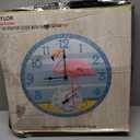 Taylor Flamingo Poly Resin Indoor and Outdoor Clock and Thermometer, Wireless Thermometer with Easy to Read Large Numbers for Patio, Pool, and Indoor Areas, 14-inch, Multi-Color