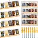 4 Pack Sports Card Display Stand Wood Trading Card Rack 15*1.2*0.7 Inch Graded Card Display Shelf Baseball Card Frame Wall Display Top loader Card Holder Display for Home Shop (No card) (Primary Color)